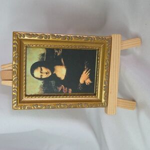 Doll House Art Mona Lisa Painting with Easel